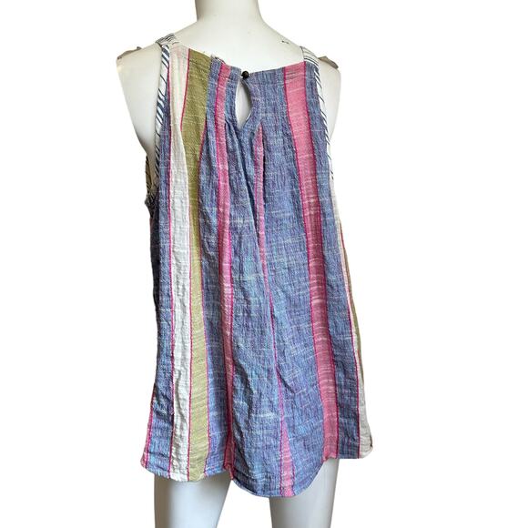 By Anthropologie Cotton Sleeveless Multicolored Textured Blouse sz L - Picture 3 of 10